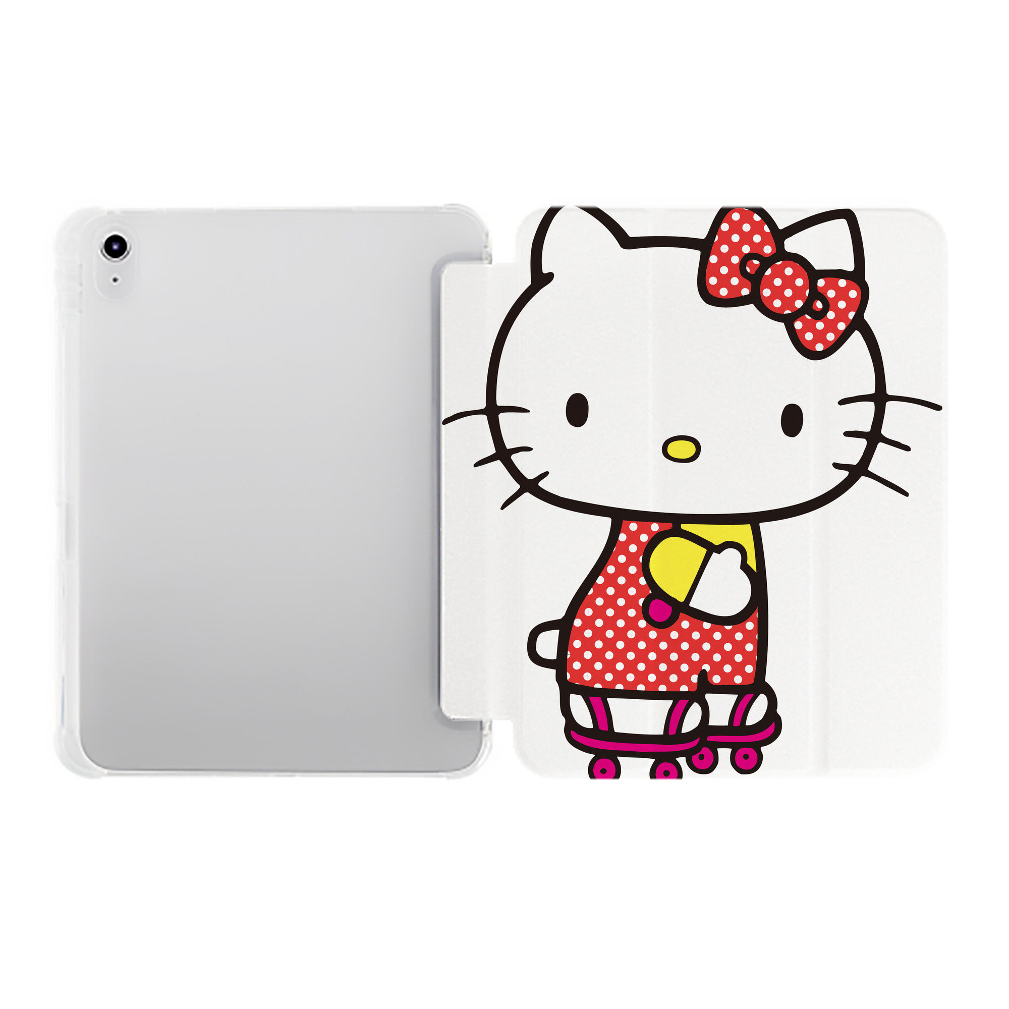 （画像用） Hello Kitty ハローキティ IPad ケース ペン収納付き 三つ折りスタンド PUレザー×シリコン 対応機種9.5/10.5/10.9インチ